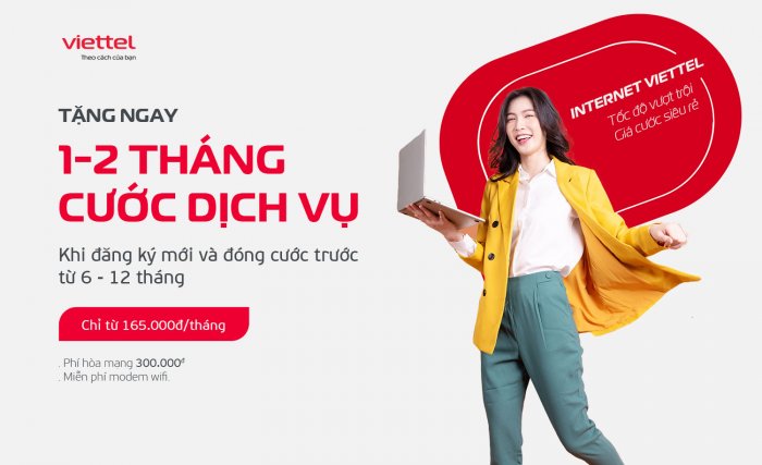Tặng đến 1-2 tháng cước khi đăng ký gói cước internet HOMET